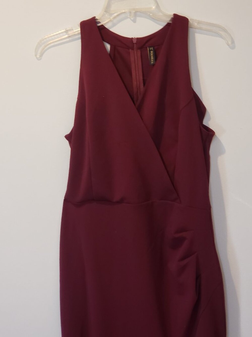 Woosea Burgundy Formal Cocktail Maxi Trumpet Dress with Front Slit  Size Large